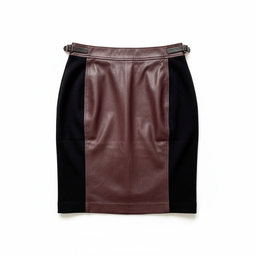 Ann Taylor Buckled Leather Stretch Skirt